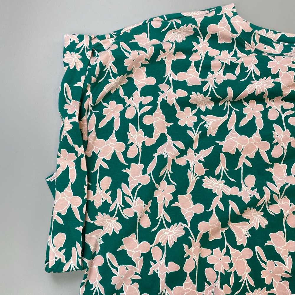 ELOQUII ELEMENTS T-Shirt Women’s 18/20 Green Pink Floral Cap Sleeve Casual Boxy - Picture 5 of 11